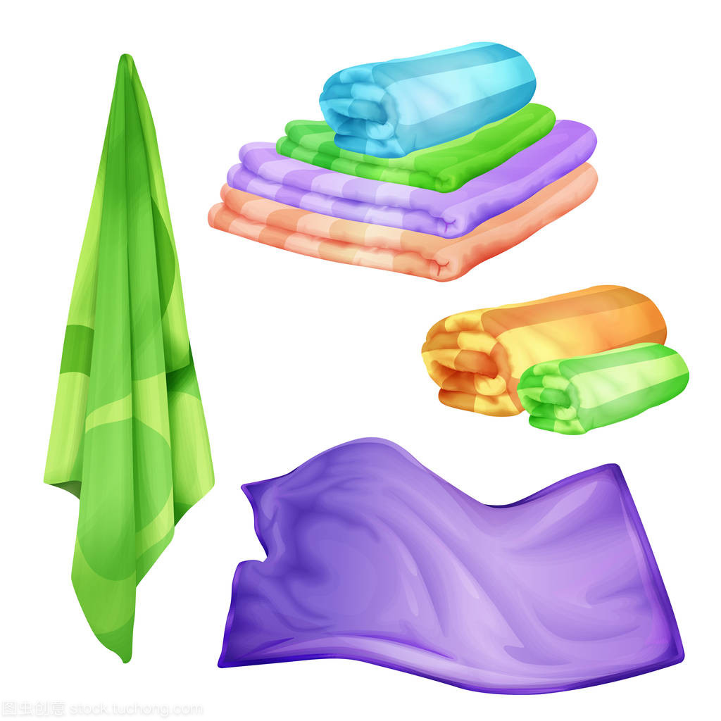 矢量逼真卫浴设计 融入水疗彩巾套装，重塑个人卫生用品体验